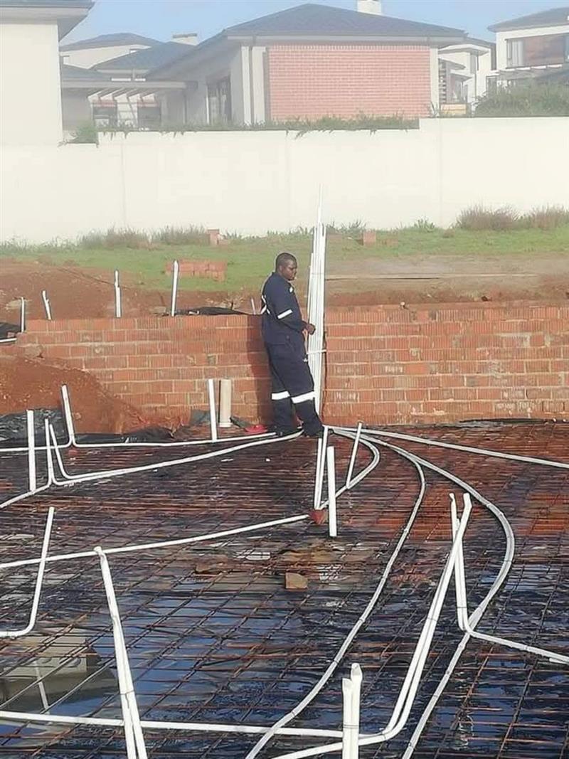Electrical conduit layout prepared during new build construction