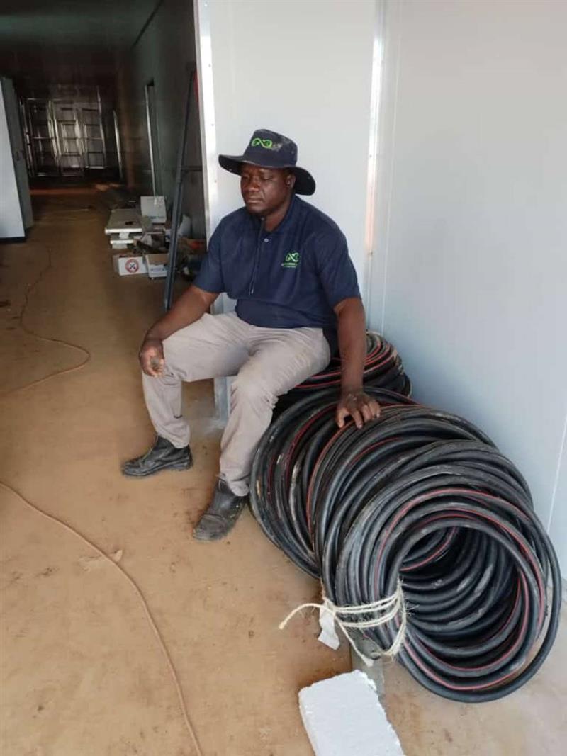 Electrical cable rolls prepared on site for installation work